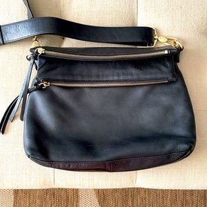 Black Leather Margot hobo crossbody bag.